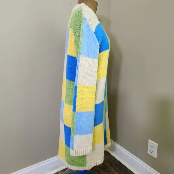 Kitri Multi color Patchwork Sweater Dress Longsleeves Knited Size M Women's - Picture 3 of 7